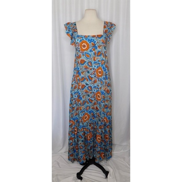 HOUSE OF HARLOW 1960 Nicole Richie Blue Floral Paisley Maxi Midi Dress X-Small - Picture 2 of 12